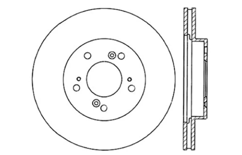StopTech 97-01 Acura Integra Type R / 97-01 Honda CR-V Slotted & Drilled Right Front Rotor - Side View