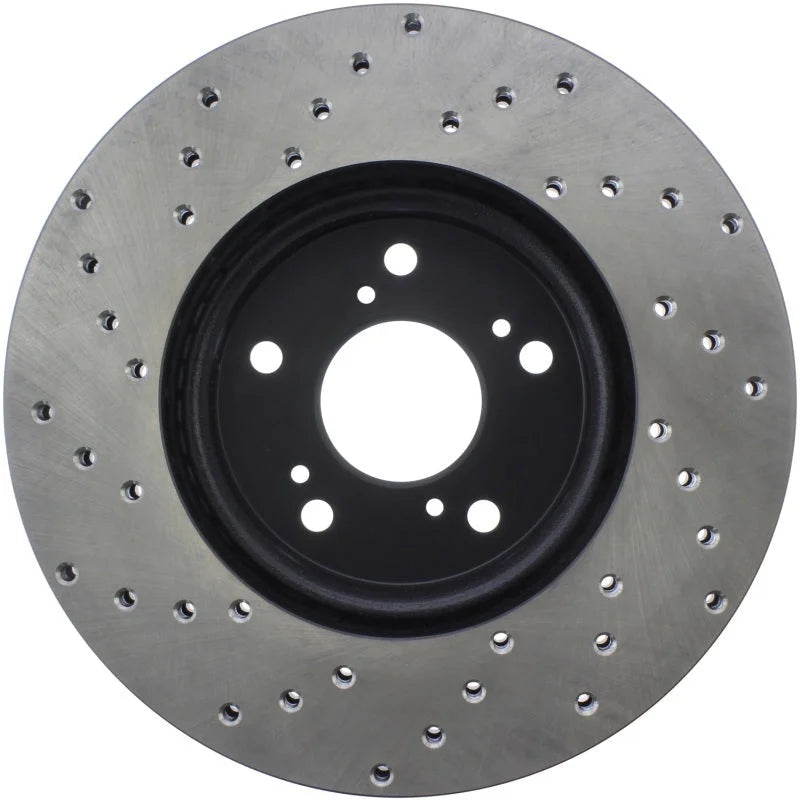 StopTech 99-08 Acura TL (STD Caliber) / 01-03 CL / 04-09 TSX Cross Drilled Left Front Rotor - Side View
