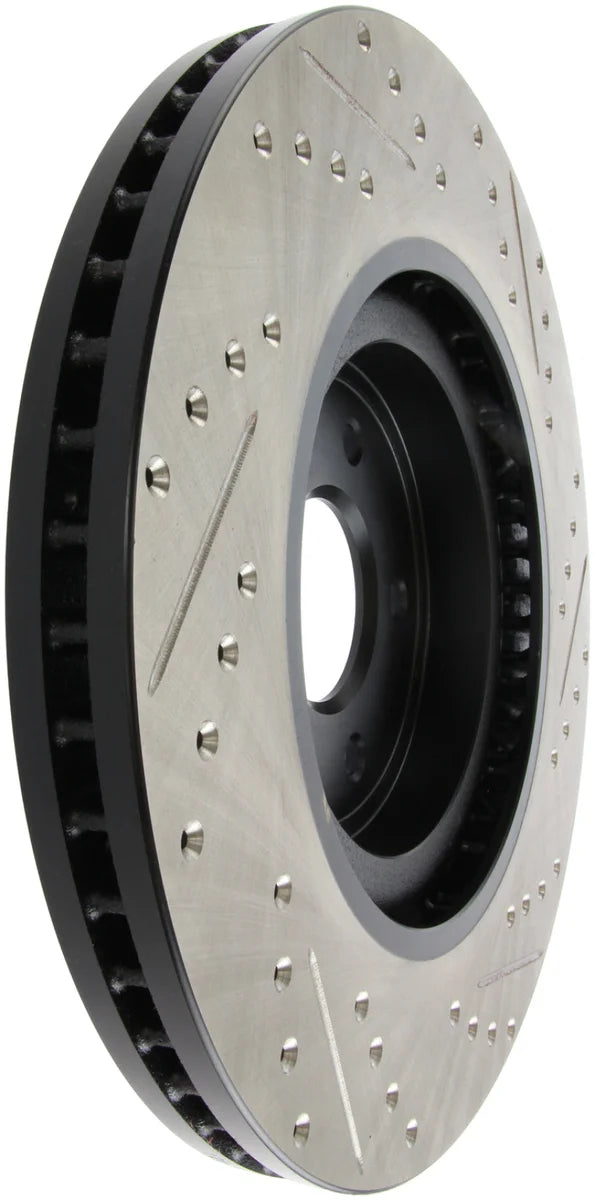 StopTech Infiniti G37 / Nissan 370Z SportStop Slotted & Drilled Front Right Rotor - Side View