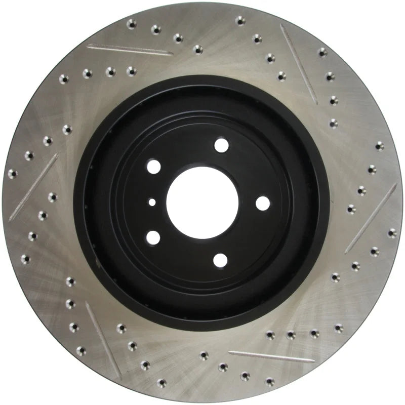 StopTech Infiniti G37 / Nissan 370Z SportStop Slotted & Drilled Front Right Rotor - Installation View