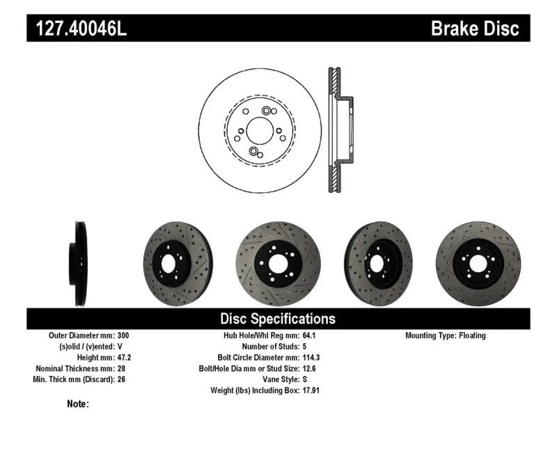 StopTech Nissan 370Z / 01-03 Acura CL / 06 EL / 04-09 TSX / 03-07 Honda Accord Coupe M/T / 05-08 Se - Additional View 5