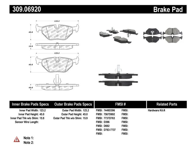 StopTech Performance 01-02 BMW Z3 / 03-09 Z4 / 10/90-07 3 Series / 99-09 Saab 9-5 Rear Brake Pads - Additional View 5