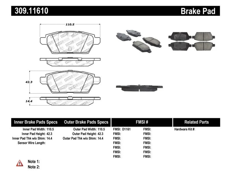 StopTech Performance 06-07 Mazdaspeed 6 Rear Brake Pads - Main Product View