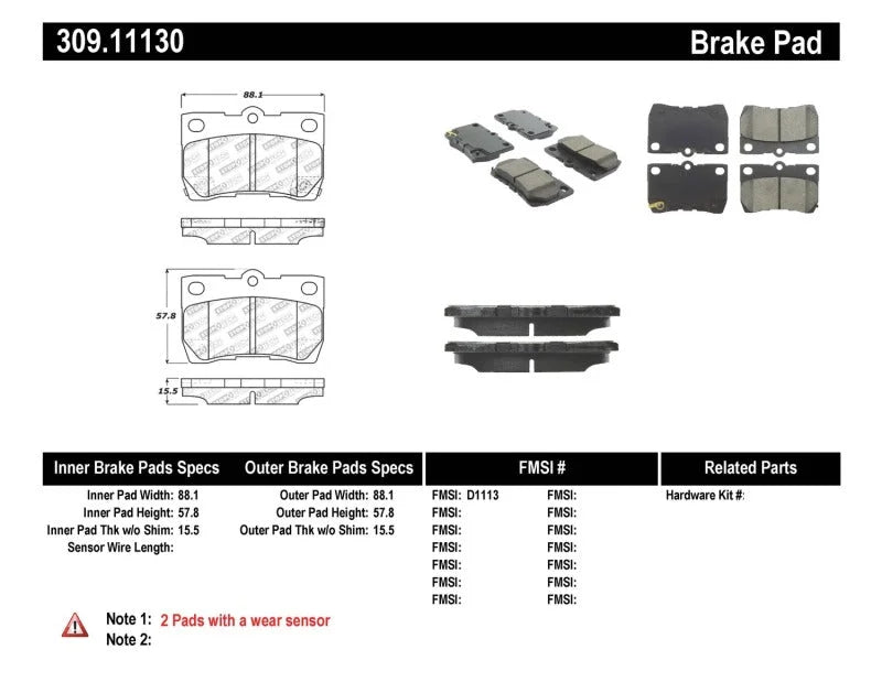 StopTech Performance 06 Lexus GS300/430 / 07-08 GS350 / 06-08 IS250/350 Rear Brake Pads - Installation View