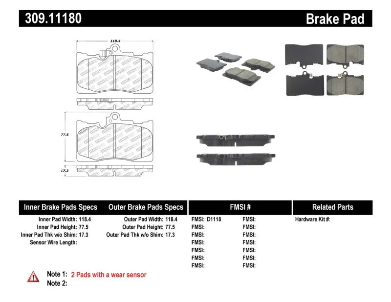 StopTech Performance 06 Lexus GS300/430 / 07-08 GS350 / 06-08 IS350 Front Brake Pads - Installation View