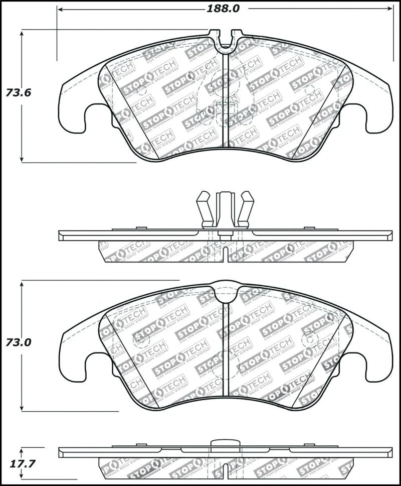StopTech Performance 08-10 Audi A5 / 10 S4 / 09-10 Audi A4 (except Quattro) Front Brake Pads - Main Product View