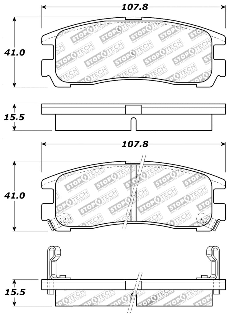 StopTech Performance 4/89-99 Mitsubishi Eclipse GST Rear Brake Pads - Installation View