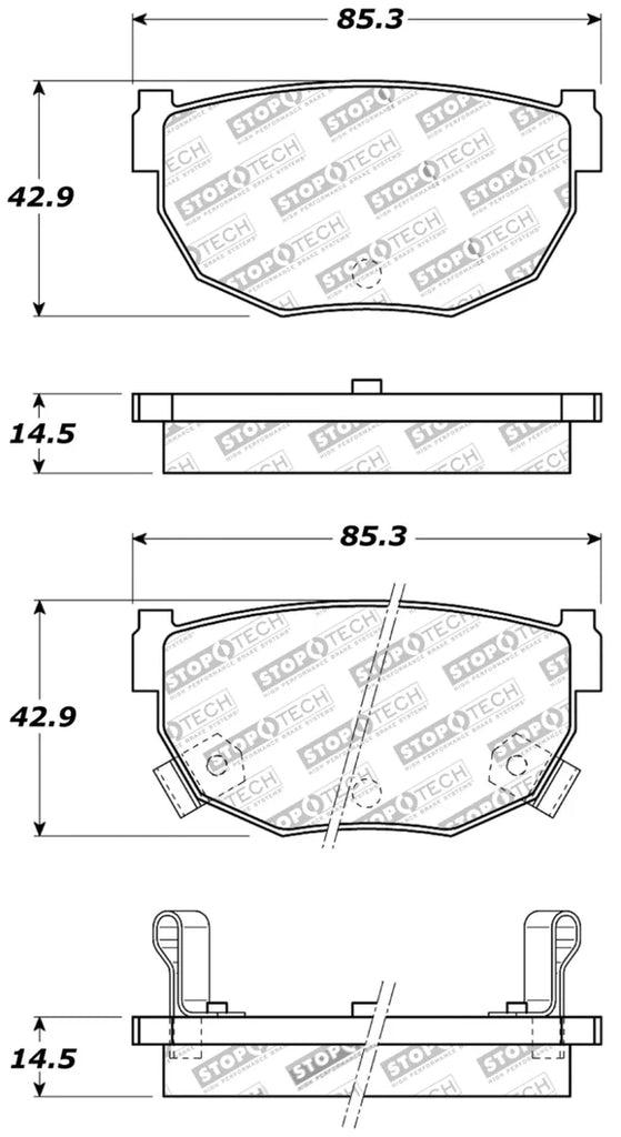 StopTech Performance 89-98 240SX Rear Brake Pads - Additional View 5