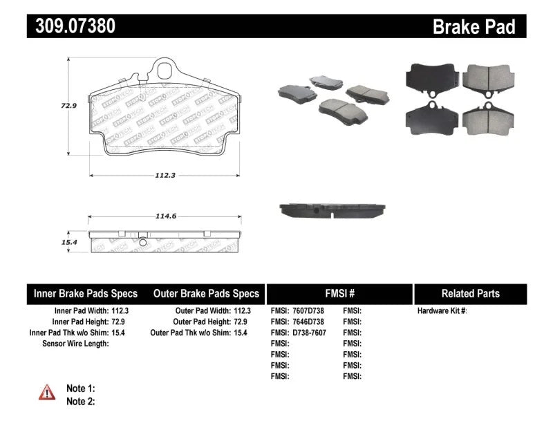 StopTech Performance 97-04 Porsche Boxster / 00-08 Boxster S / 98-08 911 Rear Brake Pads - Main Product View