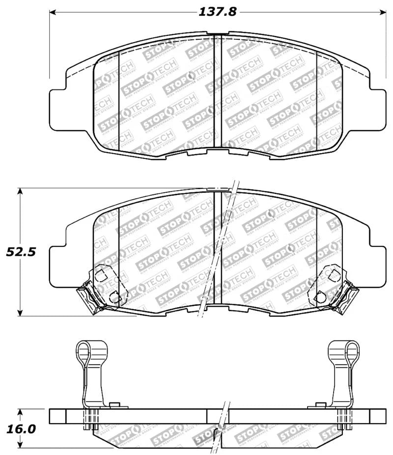 StopTech Performance 98-02 Honda Accord Coupe/Sedan 4cyl Rear Drum/Disc Front Brake Pads - Main Product View