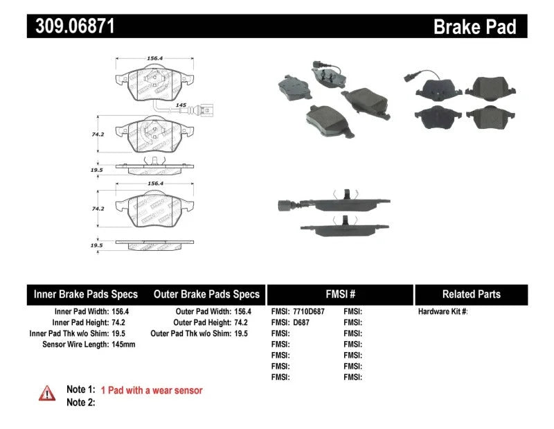 StopTech Performance 99-08 VW Jetta / 5/99-05 Golf GTi/GLS Turbo Front Brake Pads - Installation View