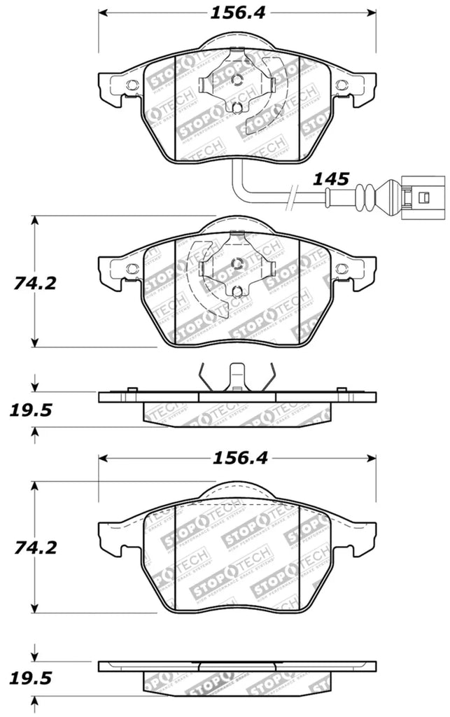 StopTech Performance 99-08 VW Jetta / 5/99-05 Golf GTi/GLS Turbo Front Brake Pads - Additional View 5