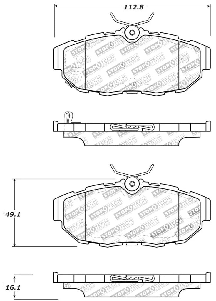 StopTech Performance Brake Pads - Side View
