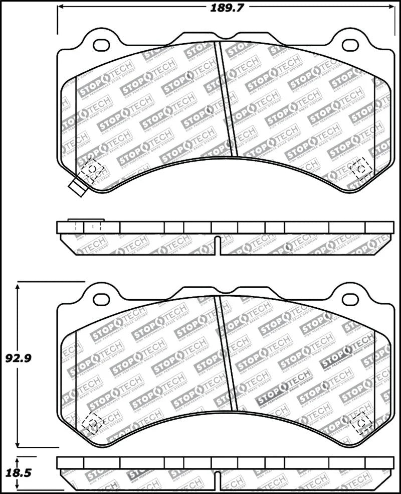 StopTech Performance Brake Pads - Back View