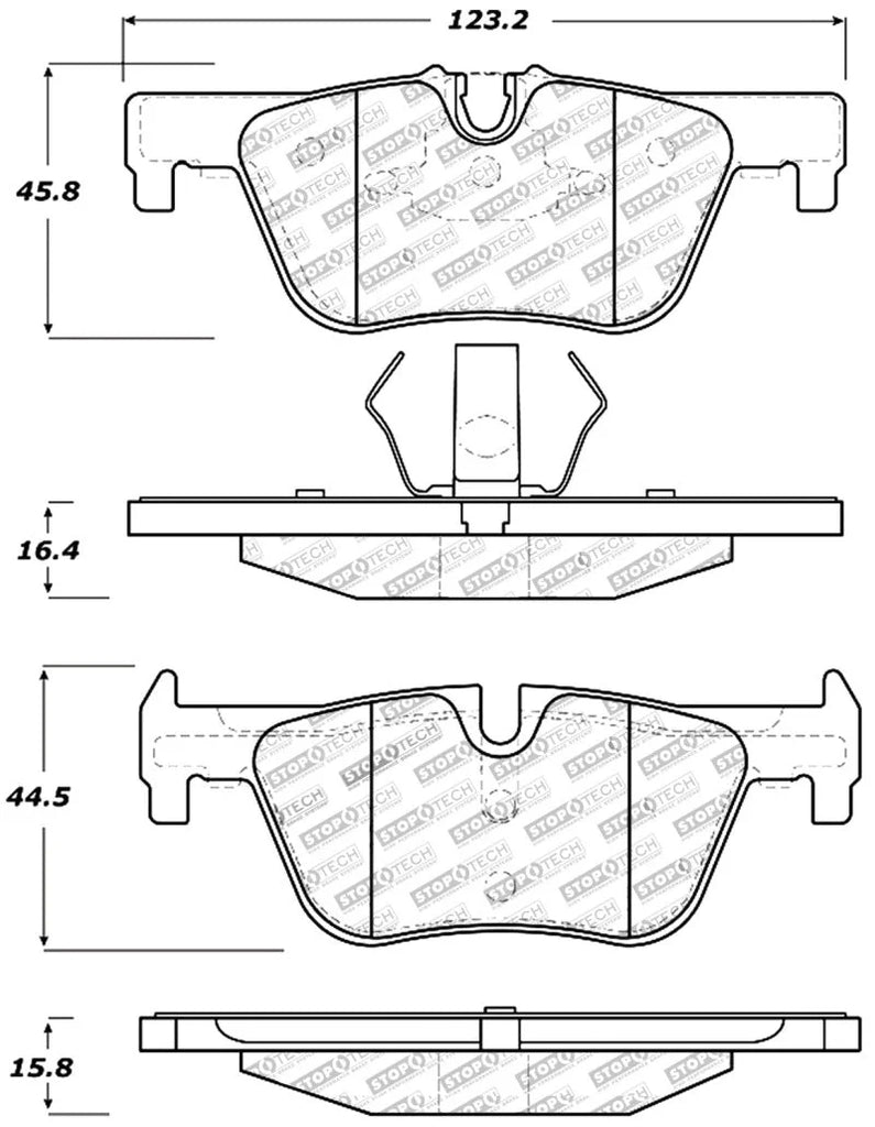 StopTech Performance Brake Pads - Back View