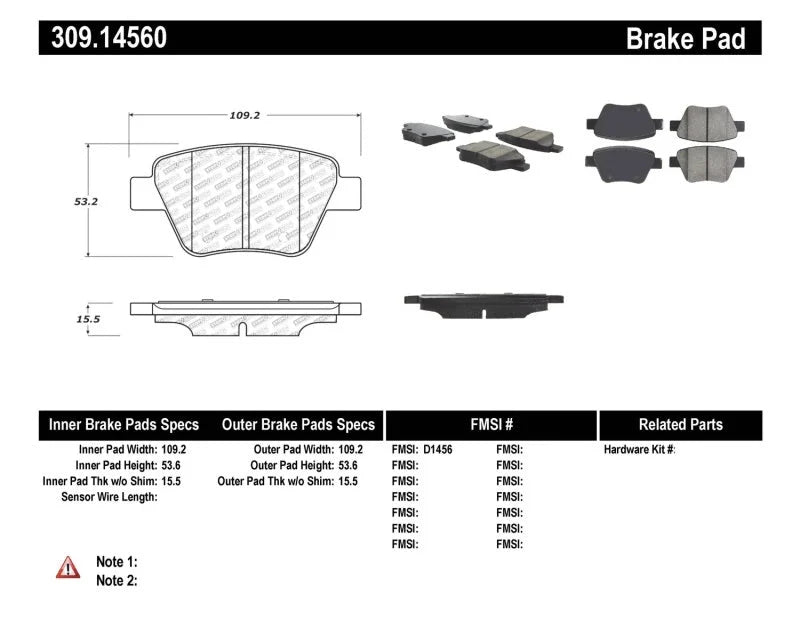 StopTech Performance Volkswagen Rear Brake Pads - Main Product View