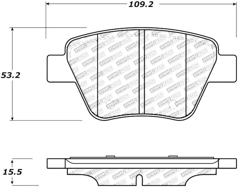 StopTech Performance Volkswagen Rear Brake Pads - Back View