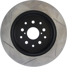 Load image into Gallery viewer, StopTech Power Slot 00-05 Lexus IS300 Rear Left SportStop Slotted Rotor - Back View