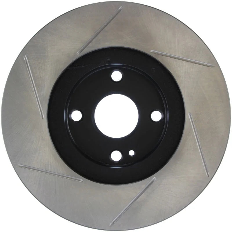 StopTech Power Slot 01-05 Mazda Miata Sport Suspension/Turbo SportStop Slotted Front Left Rotor - Side View