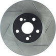 Load image into Gallery viewer, StopTech Power Slot 01-05 Toyota Celica GT &amp; GT-S/05-09 Scion tC Slotted Left Front Rotor - Installation View