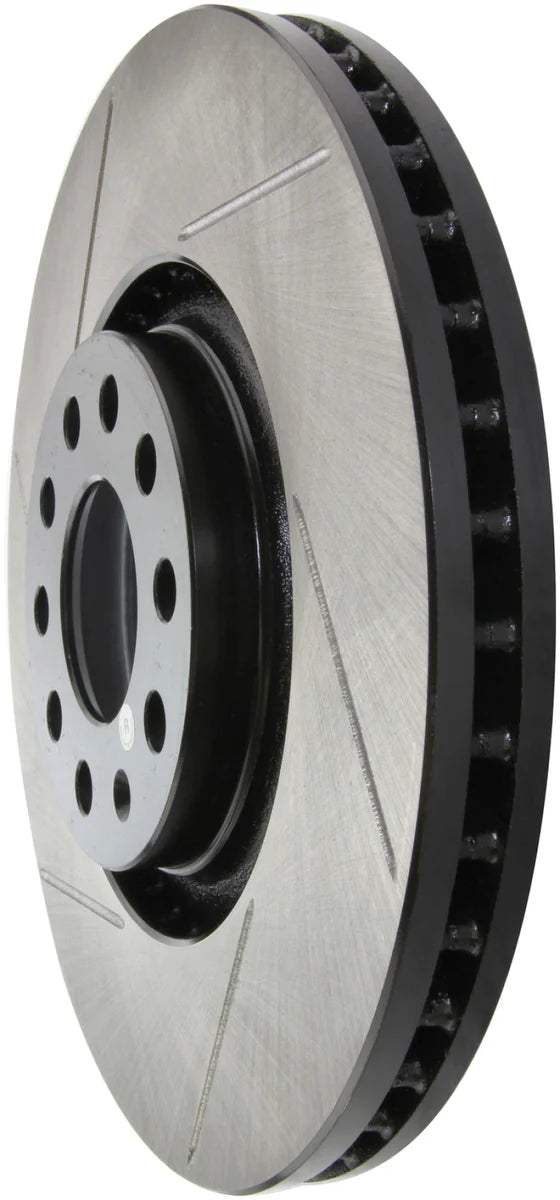StopTech Power Slot 01-06 Audi Allroad / 05-09 A4 / 6/99-04 A6 / 99-02 S4 Right Front Slotted Rotor - Back View