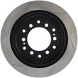 Load image into Gallery viewer, StopTech Power Slot 01-07 Toyota Sequoia/03-09 4 Runner / 03-09 Lexus GX470 Slotted Left Rear Rotor - Side View