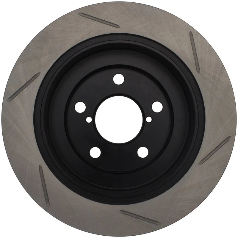 StopTech Power Slot 02-05 WRX Rear Left SportStop Slotted Rotor - Side View