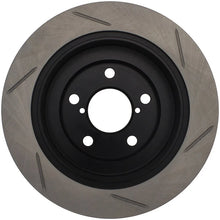 Load image into Gallery viewer, StopTech Power Slot 02-05 WRX Rear Left SportStop Slotted Rotor - Side View