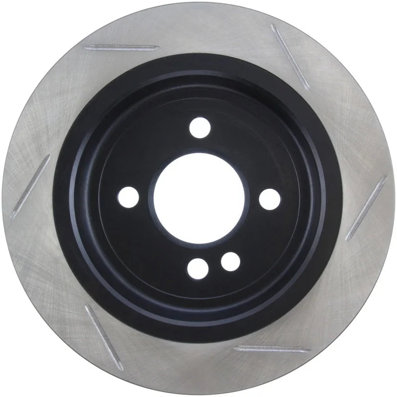 StopTech Power Slot 02-06 Mini Cooper / Mini Cooper S Rear Right SportStop Slotted Rotor - Back View