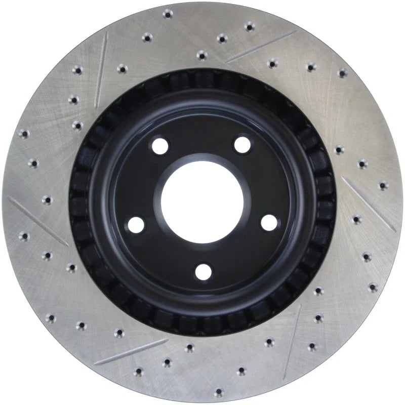 StopTech Power Slot 05-07 Cadillac XLR / 06-09 Chevy Corvette Front Left Drilled & Slotted Rotors - Installation View