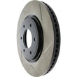 Load image into Gallery viewer, StopTech Power Slot 08-09 Infiniti QX4/QX56 / 07-09 Nissan Armada Left Front Slotted Rotor - Side View