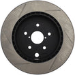 Load image into Gallery viewer, StopTech Power Slot 08-10 Subaru Impreza STi Rear Left Slotted Rotor - Side View