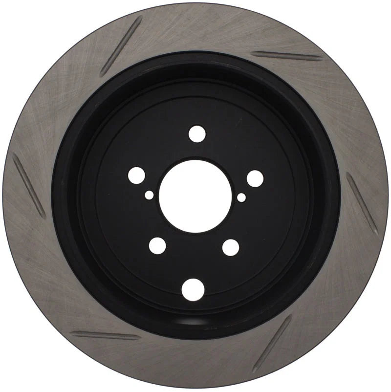 StopTech Power Slot 08-10 WRX Rear Left Slotted Rotor - Side View
