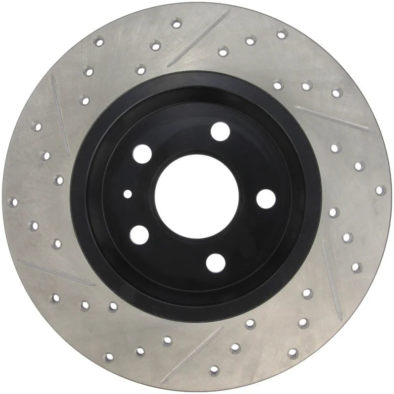 StopTech Power Slot 09-10 Audi A4/A4 Quattro / 08-10 A5 / 10 S4 Rear Left Drilled & Slotted Rotor - Installation View