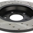 Load image into Gallery viewer, StopTech Power Slot 09-10 Audi A4/A4 Quattro / 08-10 A5 / 10 S4 Rear Right Drilled &amp; Slotted Rotor - Side View