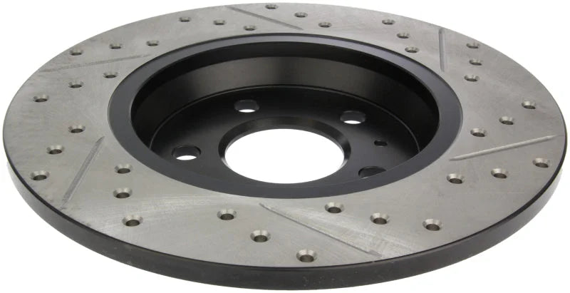 StopTech Power Slot 09-10 Audi A4/A4 Quattro / 08-10 A5 / 10 S4 Rear Right Drilled & Slotted Rotor - Side View