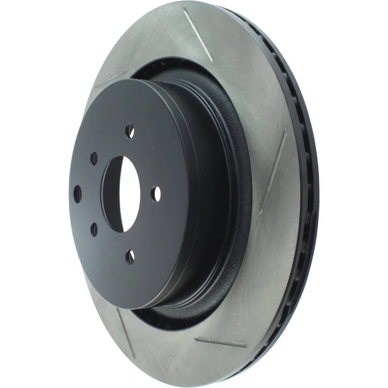 StopTech Power Slot 09 Infiniti FX50 5.0L-V8 Slotted Rear Left Rotor - Installation View