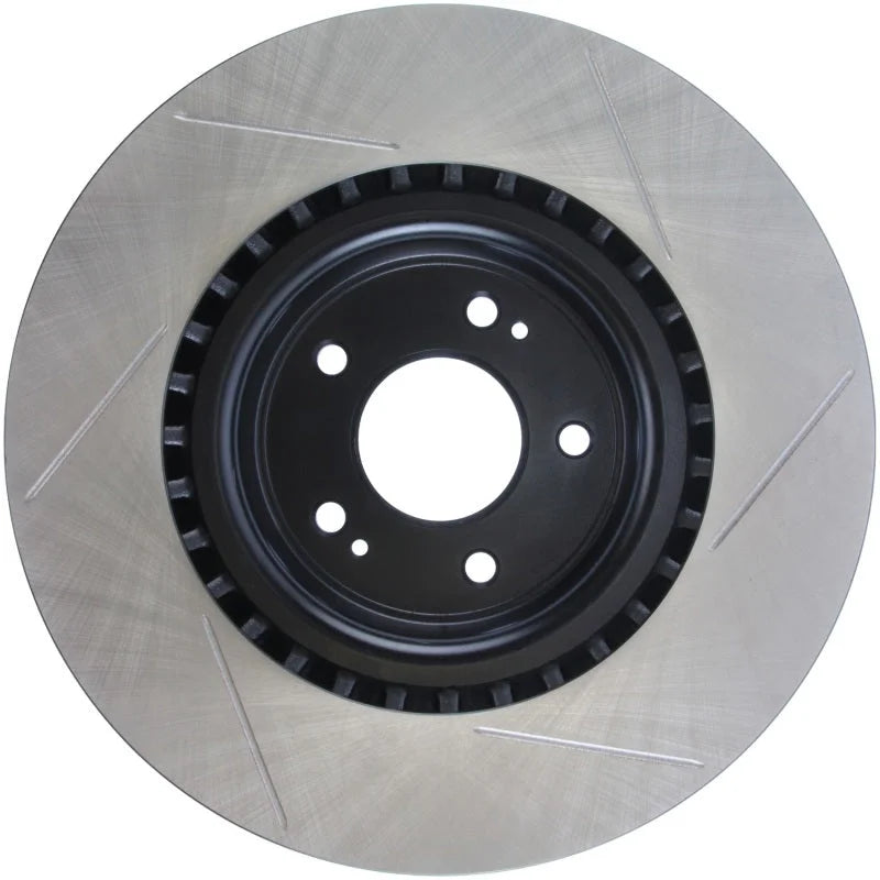StopTech Power Slot 10 Hyundai Genesis Coupe Track Front Right Slotted Rotor - Back View