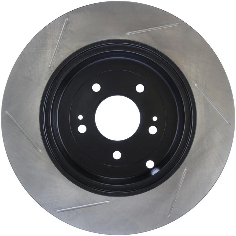 StopTech Power Slot 10 Hyundai Genesis Coupe Track Rear Left Slotted Rotor - Back View