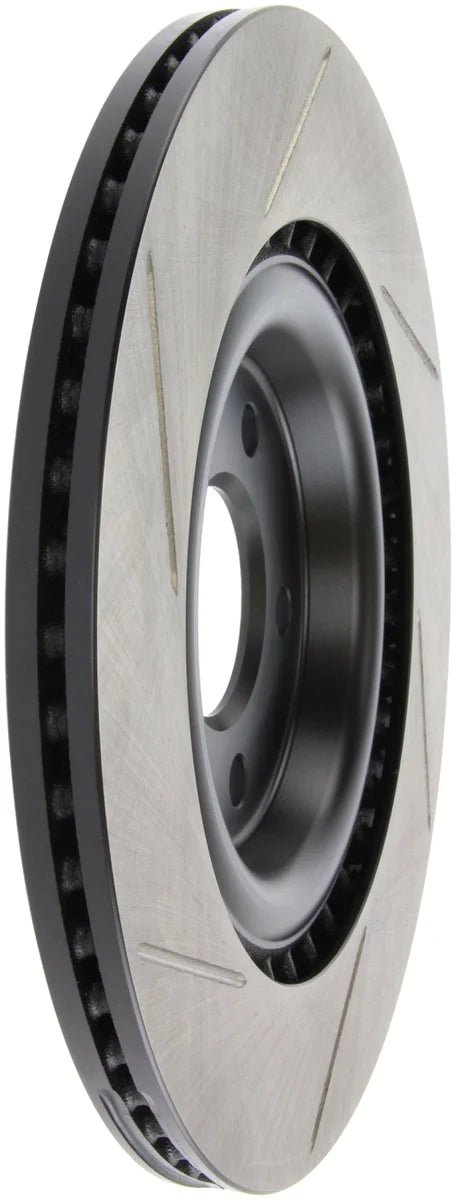 StopTech Power Slot 12-13 Audi A6 Quattro/11-12 A7 Quattro / 10-13 S4 Rear Left Slotted Rotor - Side View