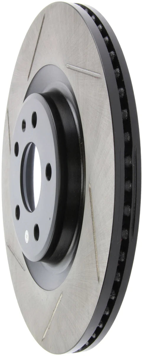 StopTech Power Slot 12-13 Audi A6 Quattro/11-12 A7 Quattro / 10-13 S4 Rear Right Slotted Rotor - Back View