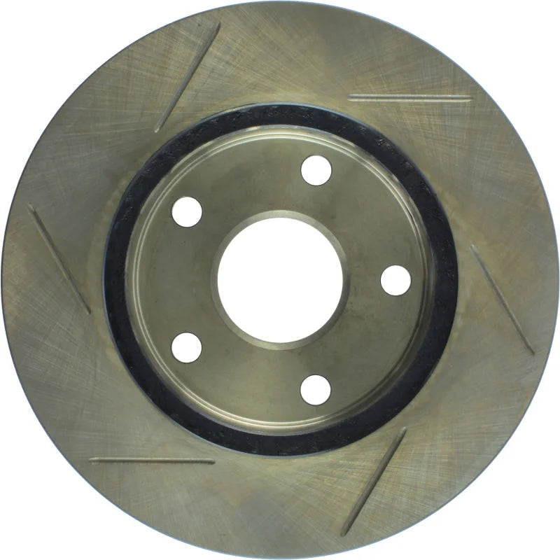 StopTech Power Slot 1/90-95 Toyota MR2 Front Left SportStop Slotted Rotor - Installation View