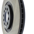Load image into Gallery viewer, StopTech Power Slot 3/99-06 Audi TT/00-06 TT Quattro / 03-05 VW Golf GTi Left Front Slotted Rotor - Side View
