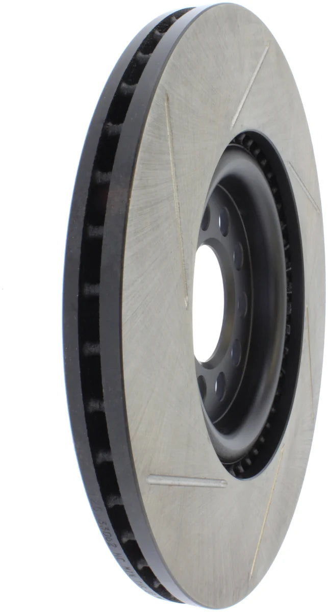 StopTech Power Slot 3/99-06 Audi TT/00-06 TT Quattro / 03-05 VW Golf GTi Left Front Slotted Rotor - Back View