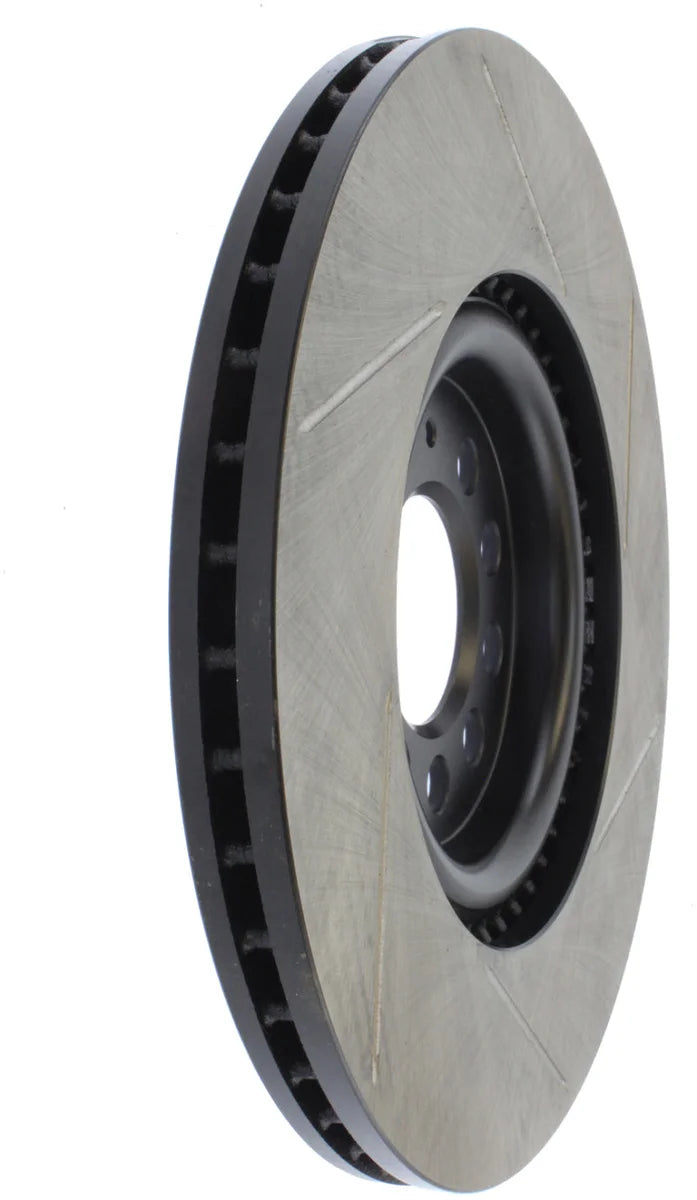 StopTech Power Slot 3/99-06 Audi TT/00-06 TT Quattro / 03-05 VW Golf GTi Right Front Slotted Rotor - Side View