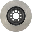 Load image into Gallery viewer, StopTech Power Slot 3/99-06 Audi TT/00-06 TT Quattro / 03-05 VW Golf GTi Right Front Slotted Rotor - Back View