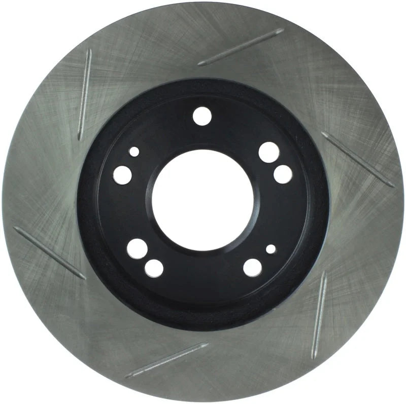 StopTech Power Slot 4/89-00 Mitsubishi Eclipse GST / 2/98-01 Galant 4 cyl Slotted Left Front Rotor - Side View