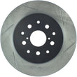 Load image into Gallery viewer, StopTech Power Slot 5/93-98 Supra Turbo Rear Left SportStop Slotted Rotor - Side View