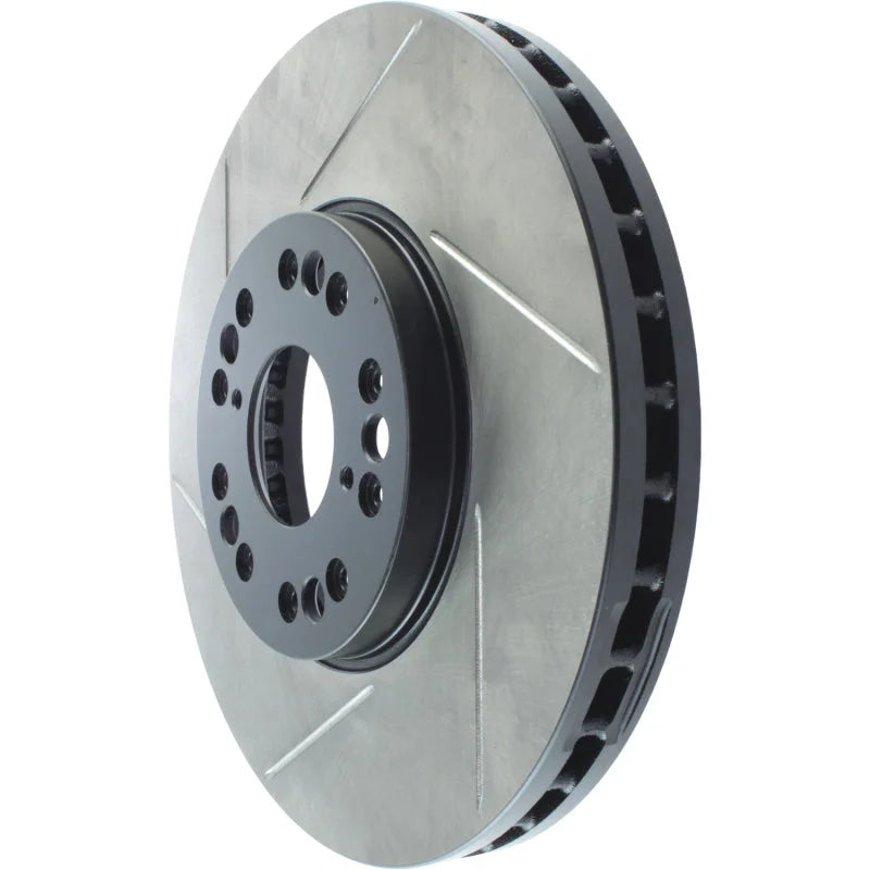 StopTech Power Slot 93-05 Lexus GS Series / 00-05 IS300 / 93-94 LS Series Front Right Slotted Rotor - Installation View