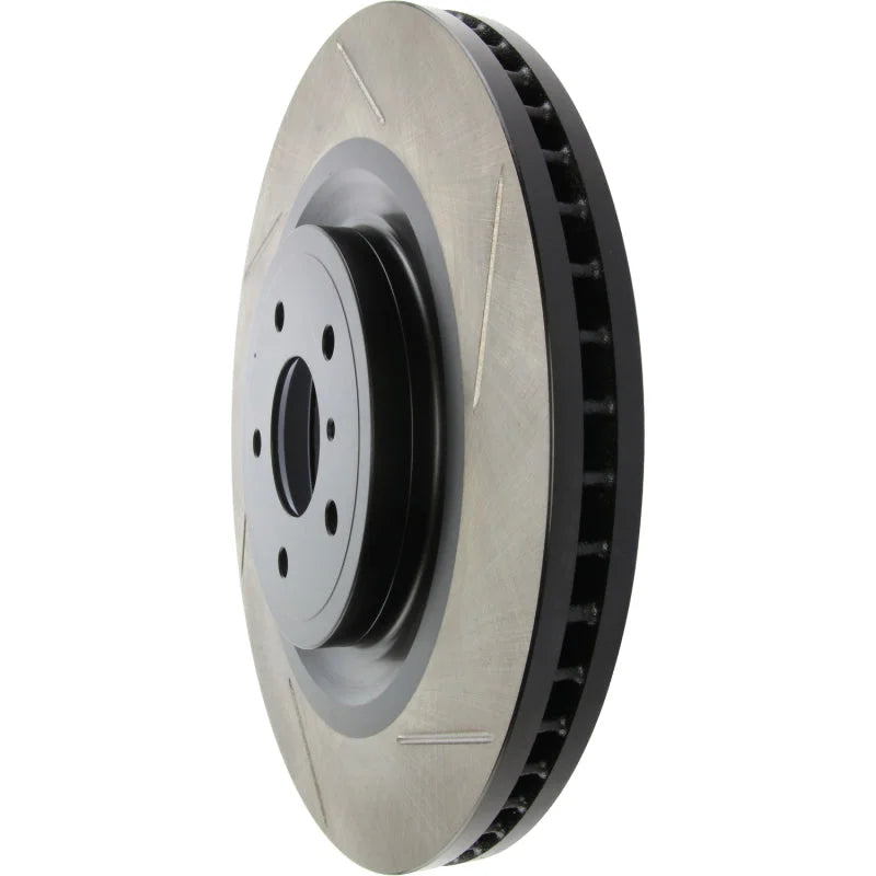 StopTech Power Slot Nissan 370z / Infiniti G37 SportStop Slotted Front Left Rotor - Back View